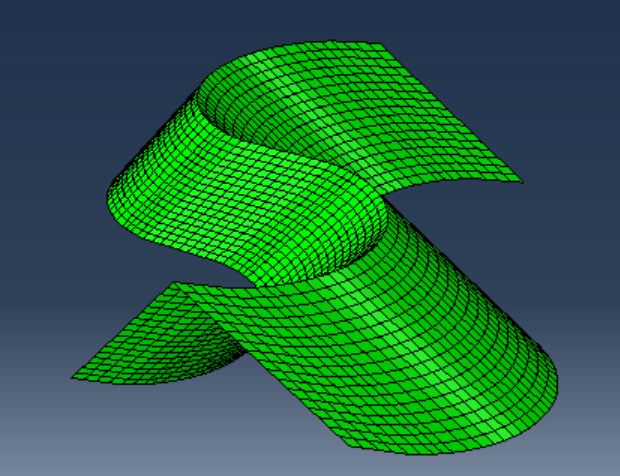 curved crease miura-ori fold constructed in abaqus
