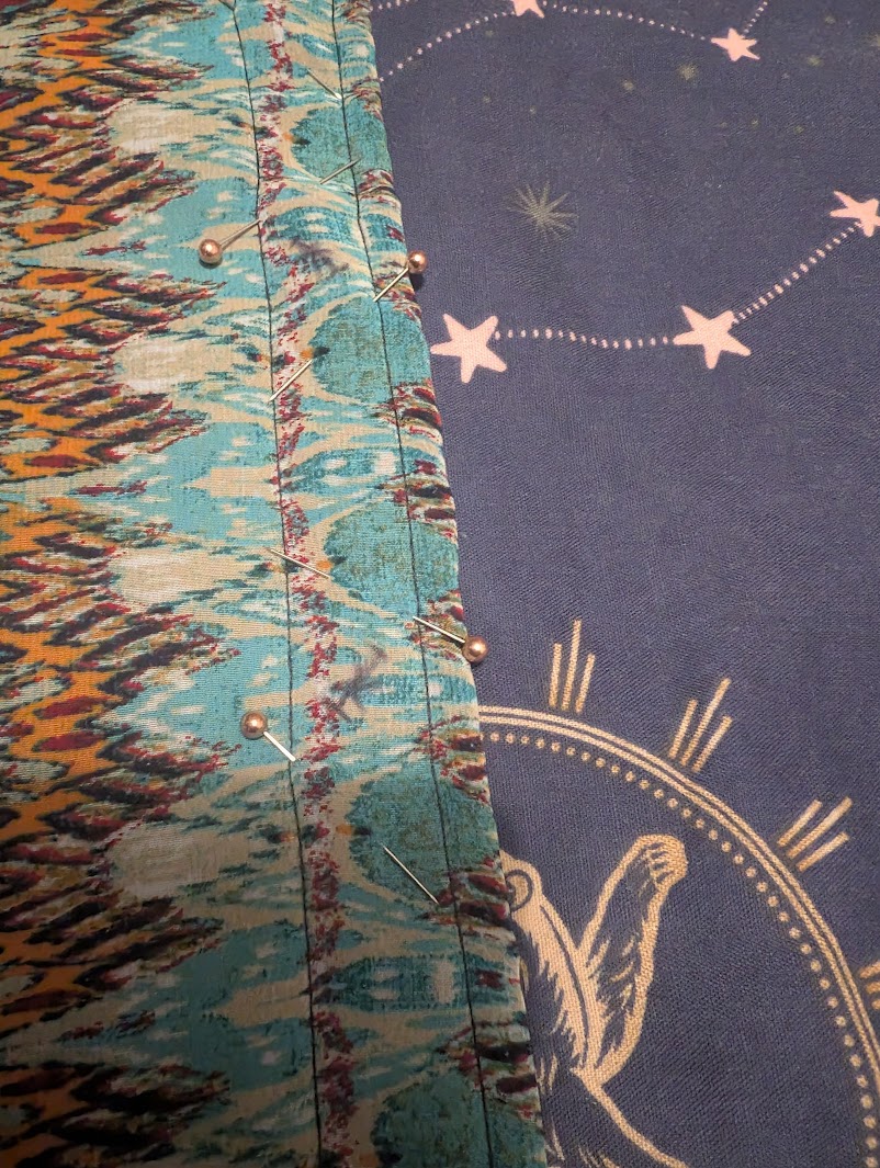 button holes pinned - close-up