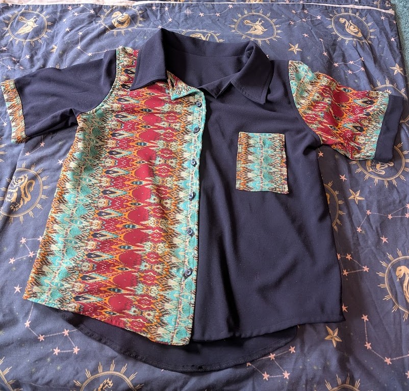 a two-fabric collared shirt (for my partner!)
