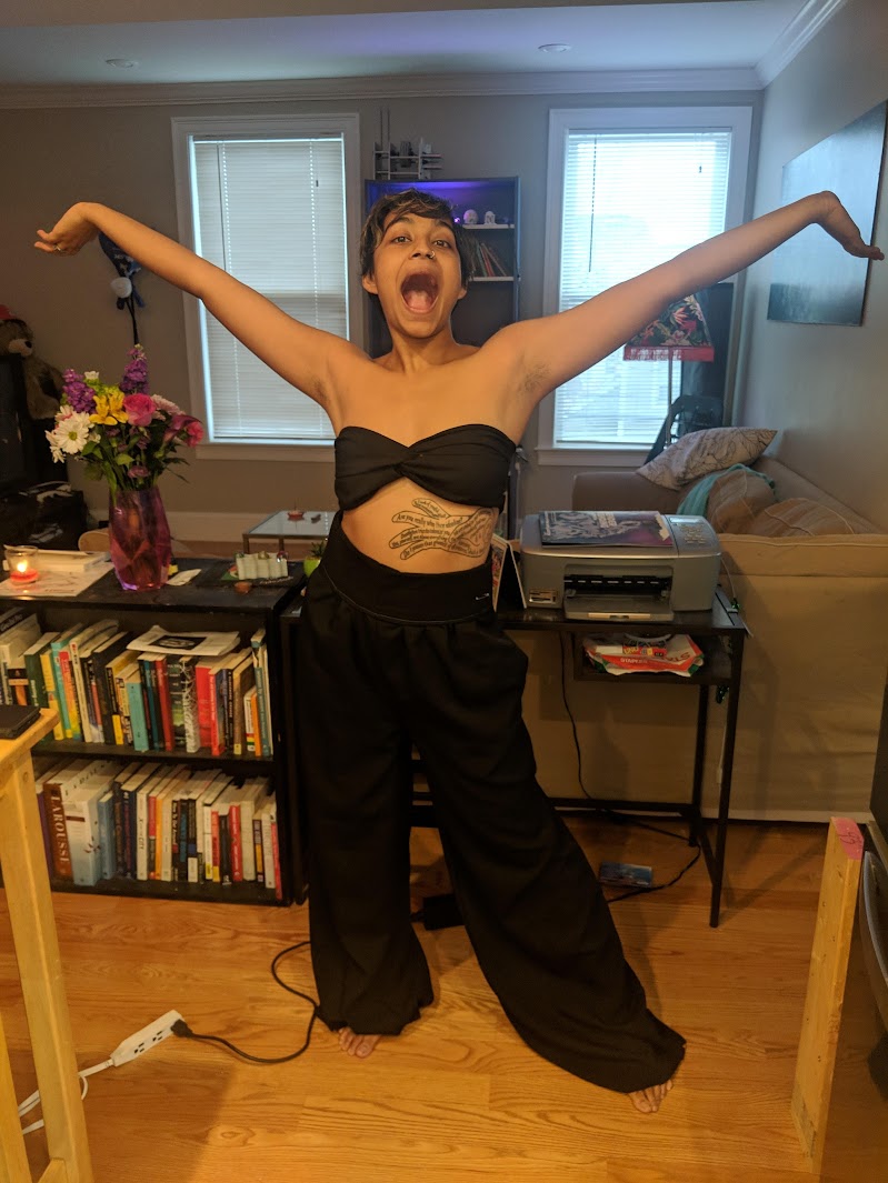 wearing bandeau + pants - view 1