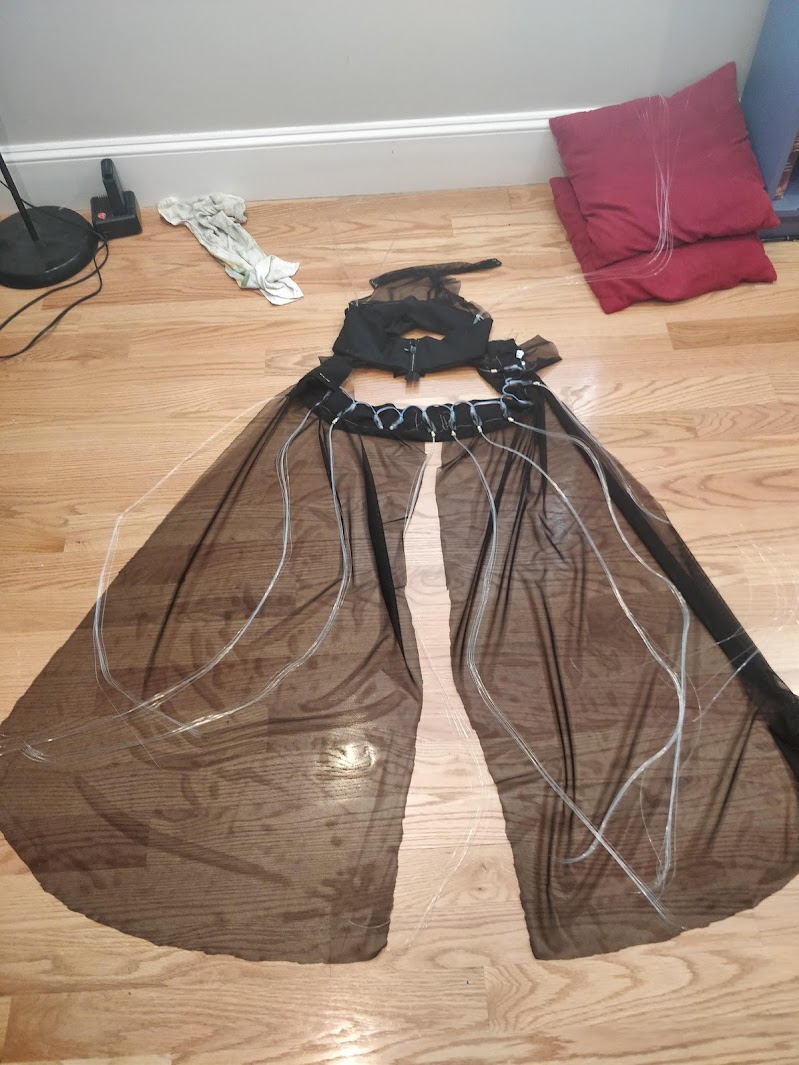 fiber optics connected to leds and pants overlay